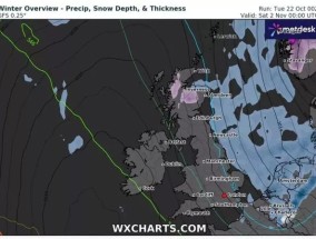 万圣节“雪弹”将袭击英国150英里——地图显示零下5摄氏度的爆炸将袭击哪里