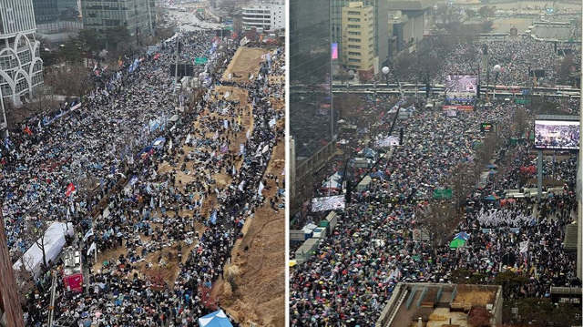 尹锡悦获释第二天，韩国大批民众在首尔市中心集会，组织方预计10万人参加